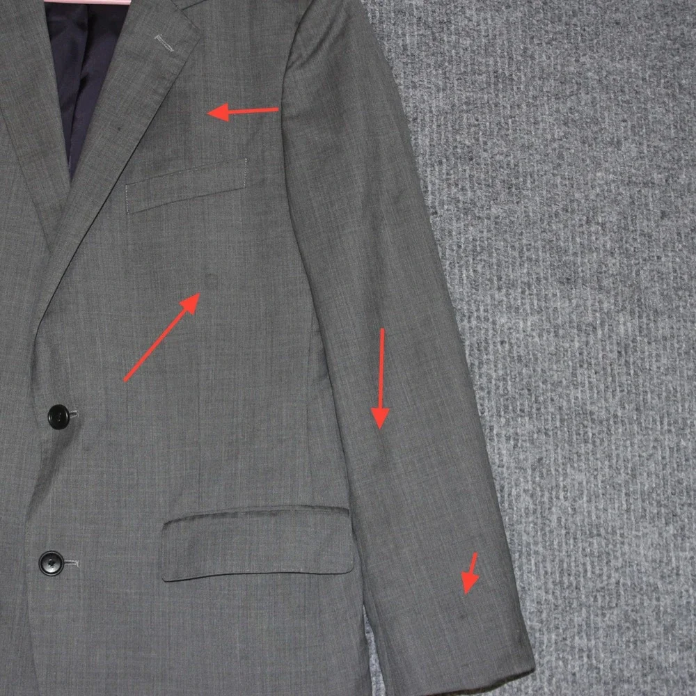 BONOBOS Mens Slim Fit Wool Blazer Gray 40R Jacket Suit Separate Italian Fashion